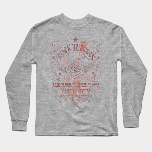 Rock & Roses Music City Long Sleeve T-Shirt by LifeTime Design